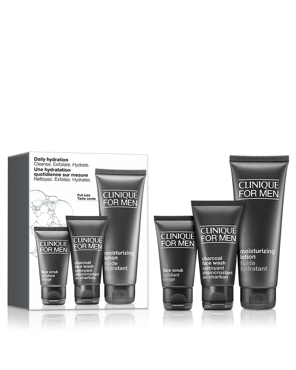 Daily Hydration Men's Skincare Gift Set for Normal to Dry Skin, Simple skincare favourites to keep him looking and feeling his best, this 3-piece men's skincare set includes a full-size moisturiser. Worth over £45.