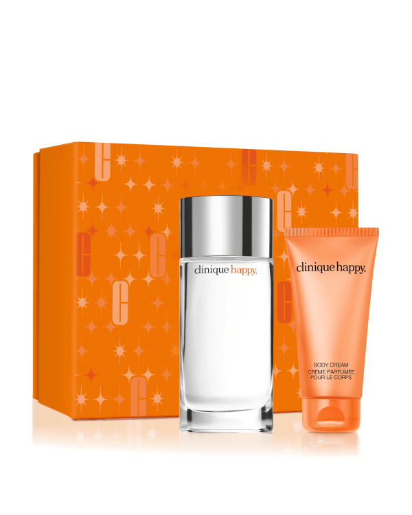 Clinique Happy™ Set, A fresh fragrance spray and body cream duo. Worth £68.