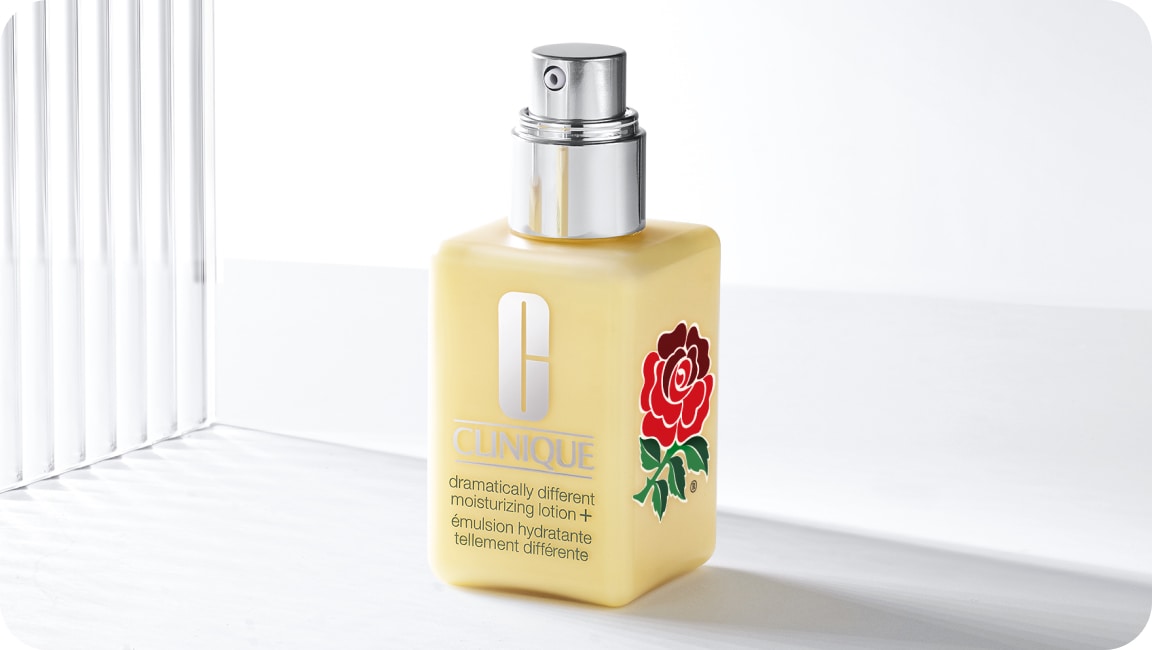 Limited edition Red Roses Dramatically Different™ Moisturizing Lotion+ in a brightly lit setting