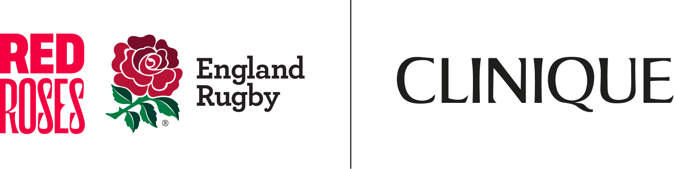 Clinique x Red Roses, England Rugby logos