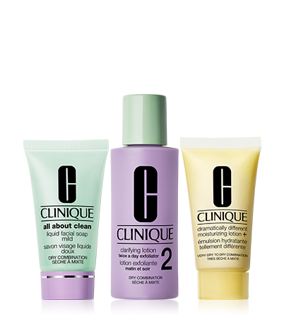 Clinique Skin School Supplies: Cleanser Refresher Course for Dry Combination, Sizes: 30ml, 60ml & 30ml