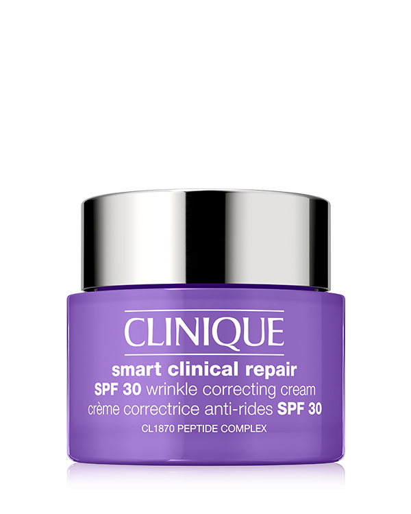 Clinique Smart Clinical Repair™ SPF 30 Wrinkle Correcting Cream, This anti-ageing lightweight moisturiser with SPF improves the look of wrinkles, protects with SPF and prevents future damage against your skin. Dermatologist tested and safe for sensitive skin.