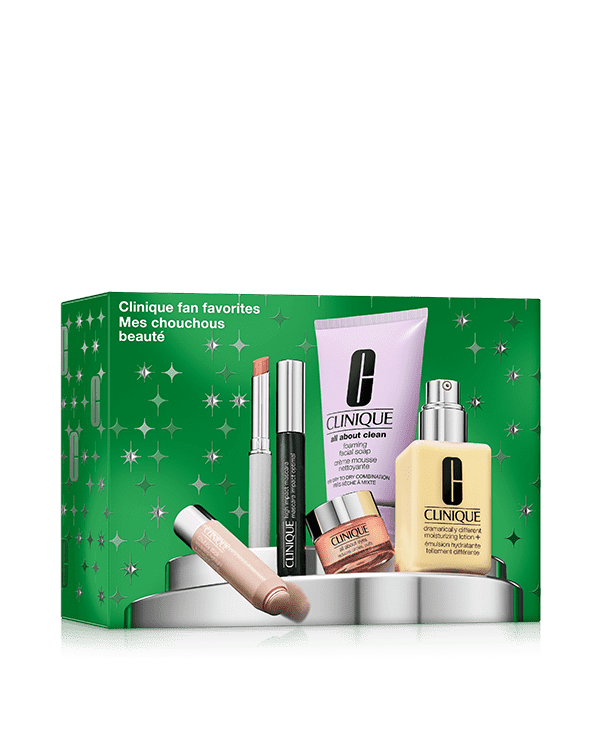 Clinique Fan Favourites: Skincare & Makeup Set, A collection of Clinique’s most-loved makeup and skincare, including six full-size favorites. For a limited time only £65 with any Clinique purchase of £40 or more. Worth £176.