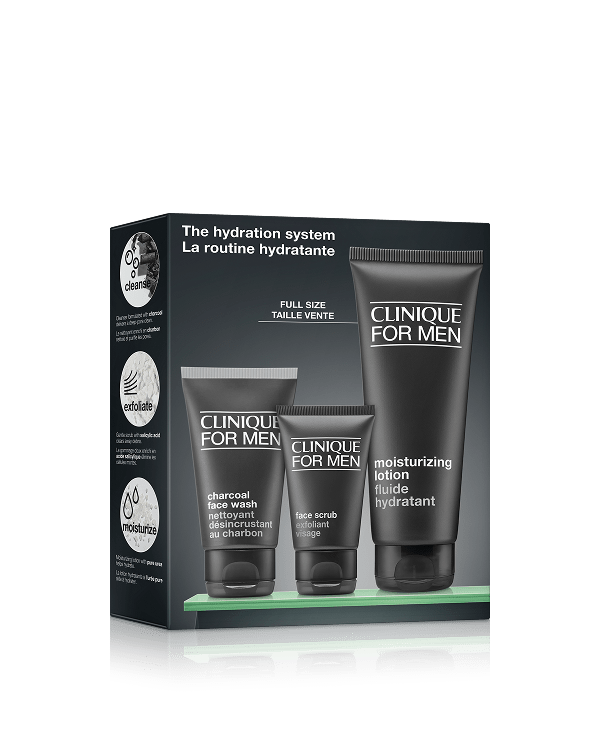 The Hydration System Skincare Set, A simple men’s skincare system to keep skin fresh and hydrated. Includes a full-size moisturizer. Worth £46.20