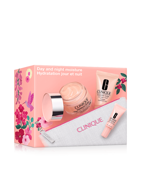 Day And Night: Moisture Surge Skincare Gift Set, A most-loved Moisture Surge™ trio for a boost of hydration day and night. Worth £62.