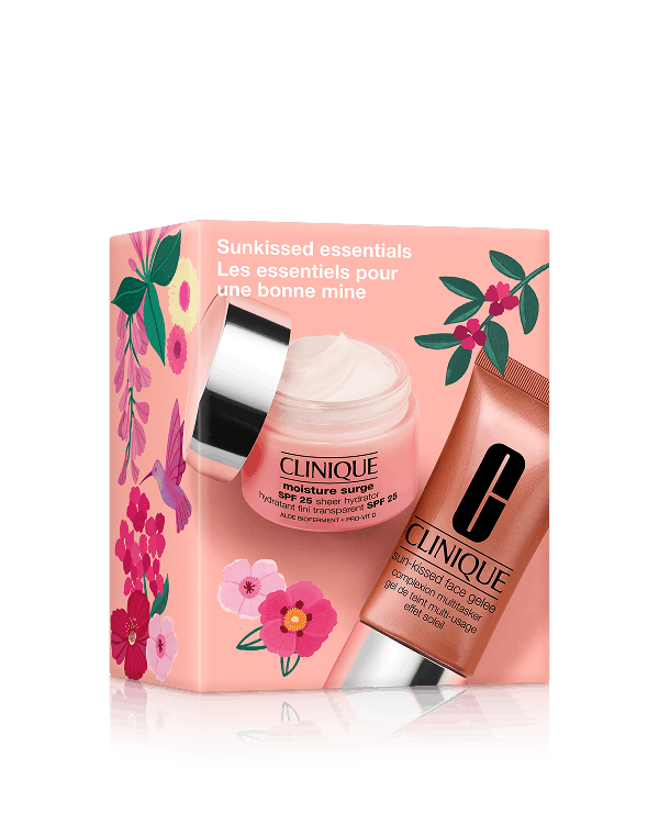 Sunkissed Essentials Set, All set for a sun-kissed glow. This complexion duo includes a tinted moisturizer with SPF and a sun-kissed face gelee. Worth £52.