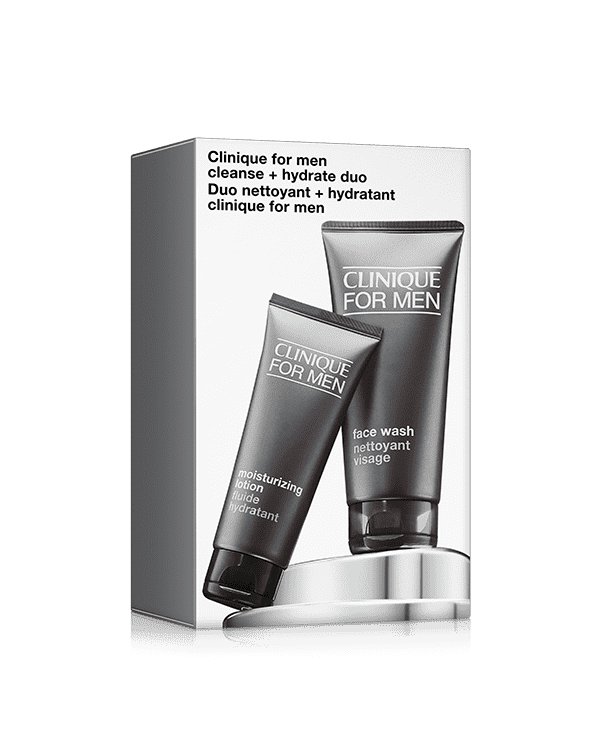Clinique For Men Cleanse+ Hydrate Duo Set, A duo of full-size skincare favorites to keep him looking fresh and hydrated. Worth £57.