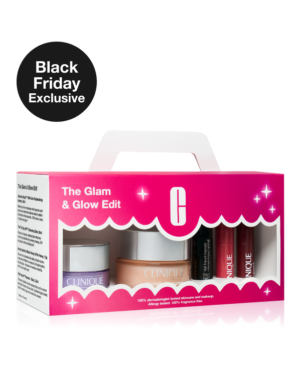 Limited Edition: The Glam & Glow Beauty Gift Set<br><span style="color: #ba0000;">Worth £100, Now £40</span>, Save 60% with this Black Friday limited-edition set featuring five iconic must-haves: two full-size products and three travel-friendly sizes. Worth £100, Now £40.